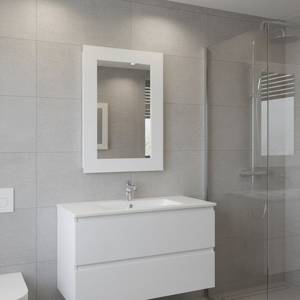 15" White Wood Floating Bathroom Vanity And Medicine Cabinet With Mirror