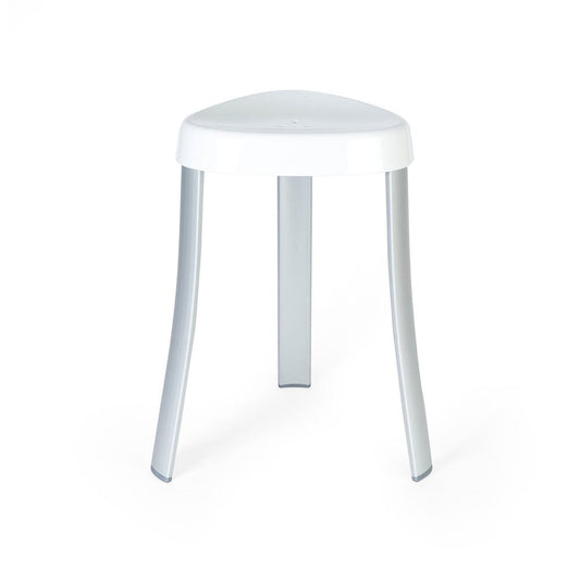 18" White Aluminum And Heavy Duty Plastic Corner Shower Bench