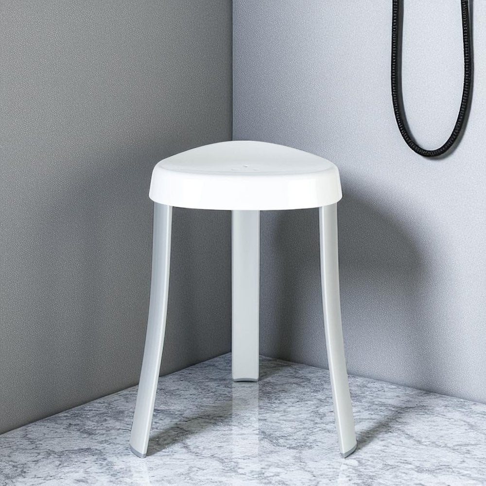 18" White Aluminum And Heavy Duty Plastic Corner Shower Bench