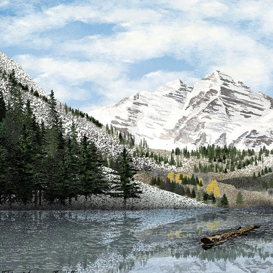 Snowy Mountain Landscape Black Framed Wall Art