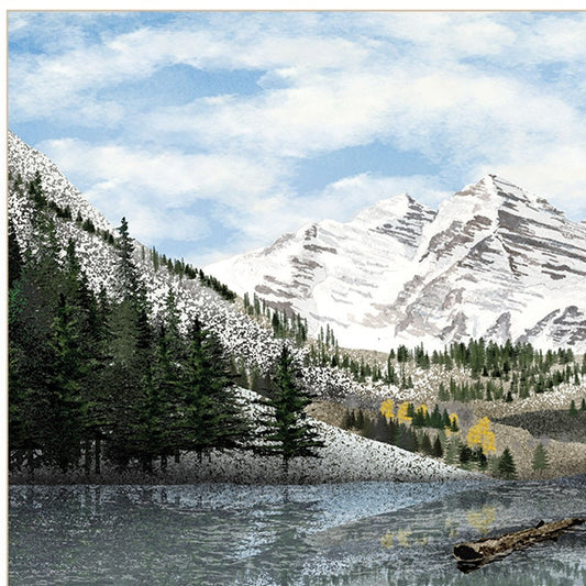 Snowy Mountain Landscape White Framed Wall Art