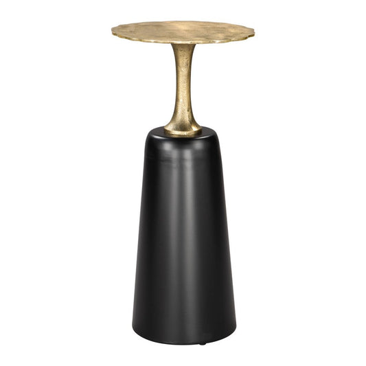 26" Gold and Black Aluminum and Iron Round Pedestal End Table