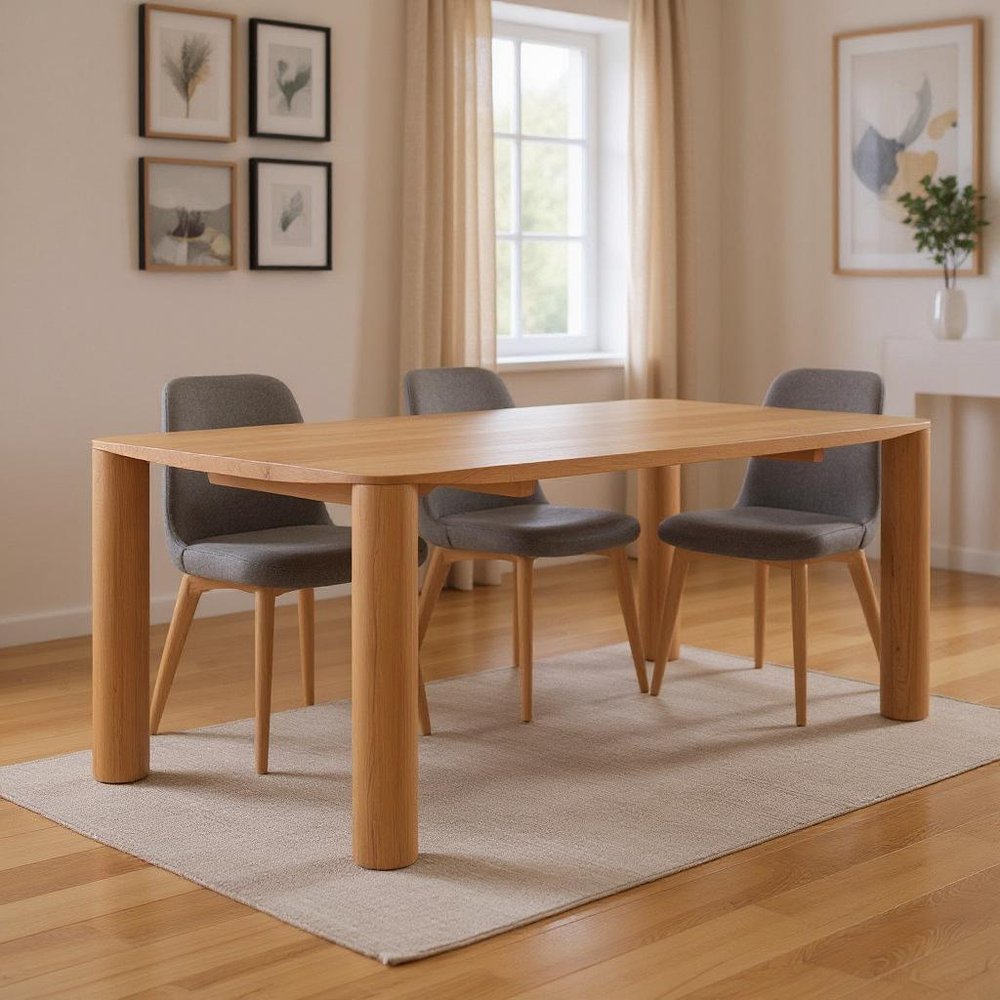 79" Natural Solid Wood Dining Table