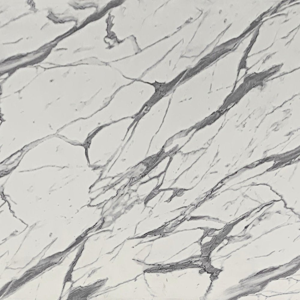 65" White and Black Faux Marble and Solid Wood Dining Table