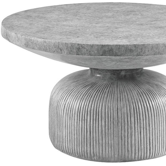 30" Gray Cement Round Pedestal Coffee Table