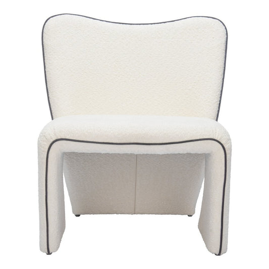 29" Ivory Faux Shearling And Upholstered Side Chair