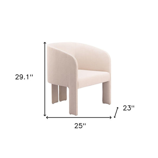 25" Beige Upholstered Arm Chair