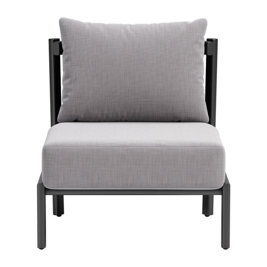 28" Gray And Black Fabric Side Chair