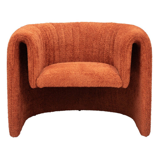 37" Burnt Orange Sherpa And Upholstered Tufted Arm Chair