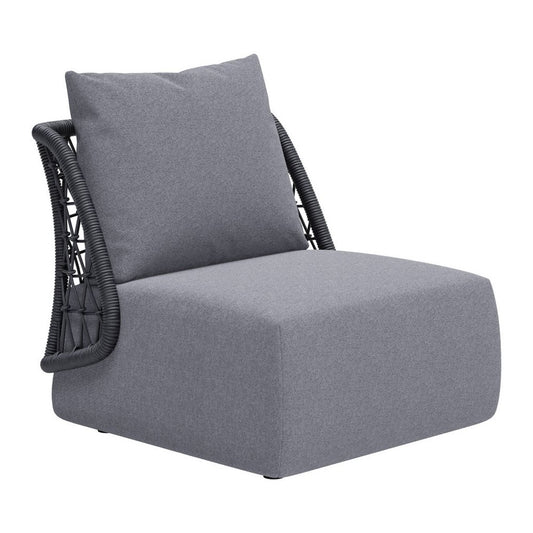 33" Gray Outdoor Accent Chair with Gray Cushions