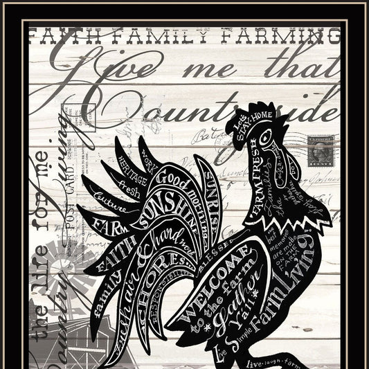 Faith Family Farming Rooster Black Framed Wall Art