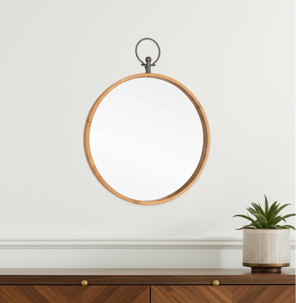 30" Bronze Round Metal Framed Accent Mirror