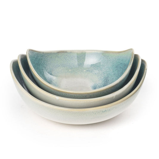 Set of Three Blue And White Ceramic Decorative Bowl