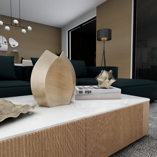 5" Gold Aluminum Faceted Orb Tabletop Sculpture