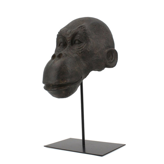 16" Brown Resin Gorilla Face Tabletop Sculpture