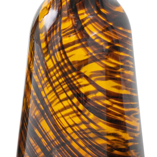 Set of Three Amber Abstract Swirl Glass Decorative Bottles With Stoppers