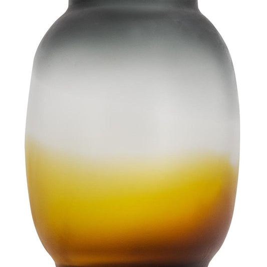 11" Charcoal And Orange Ombre Round Glass Table Vase