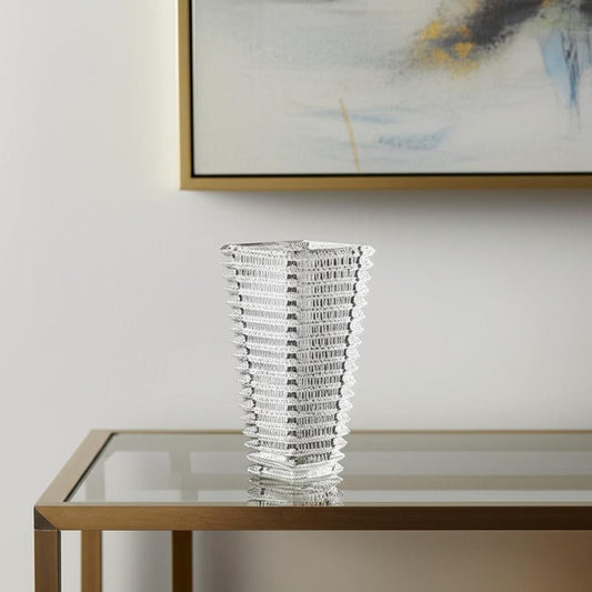 11" Clear Geometric Glass Table Vase