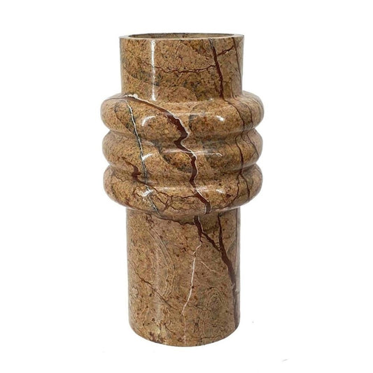 8" Brown Genuine Marble Ridged Table Vase