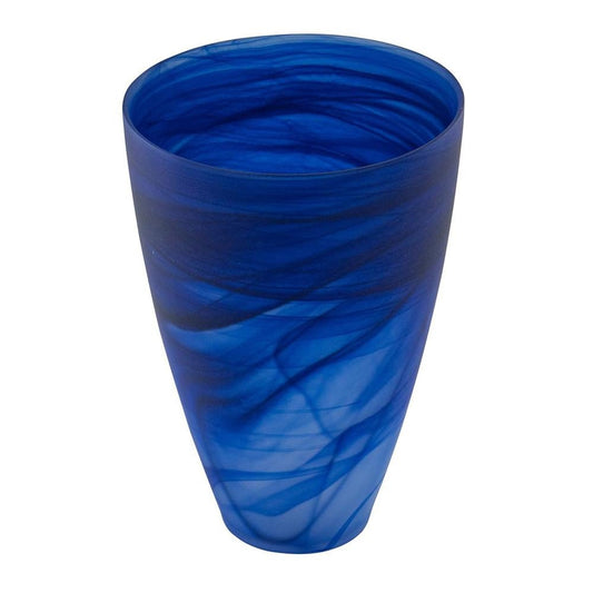 12" Blue Abstract Swirl Glass Tapered Table Vase