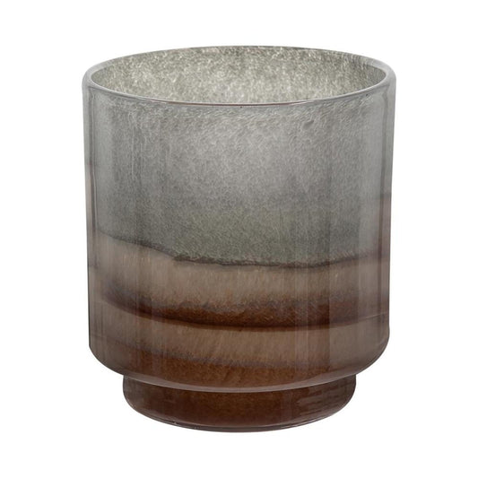 9" Gray And Brown Ombre Glass Round Table Vase
