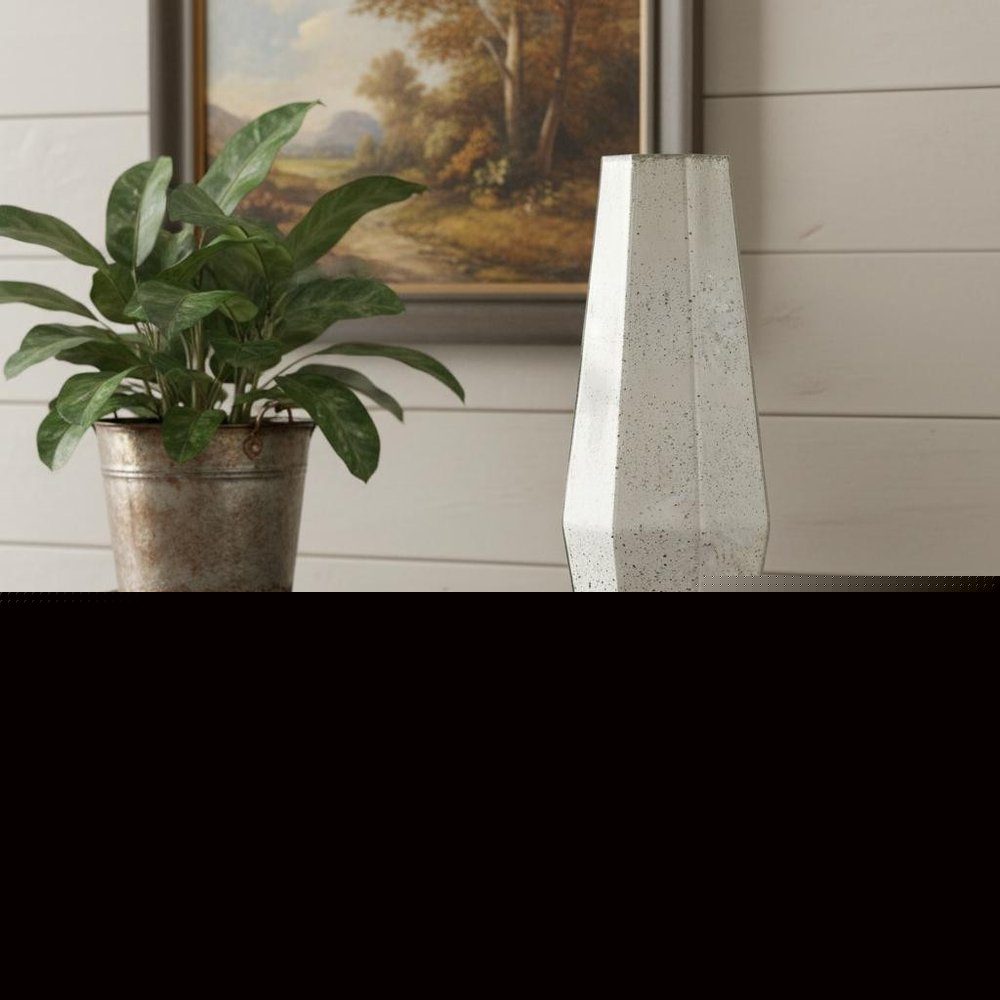 20" Antiqued Silver Glass Cylinder Table Vase