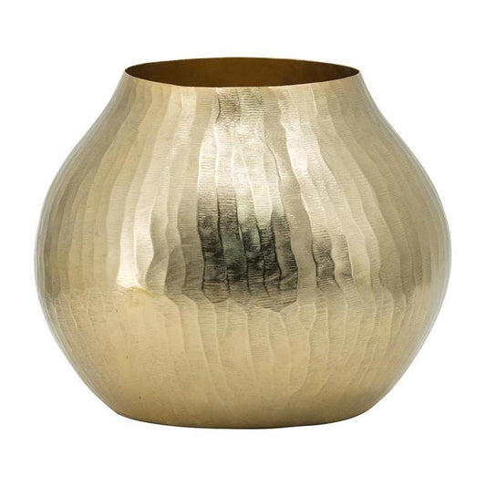 9" Gold Hammered Aluminum Round Table Vase