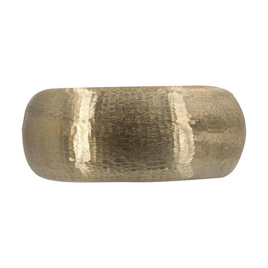 Set of Two Gold Aluminum Hammered Round Centerpiece Bowls