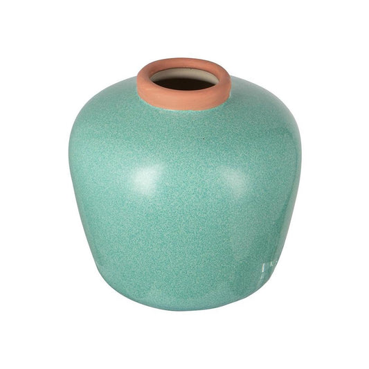 8" Blue And Brown Mottled Ceramic Round Table Vase