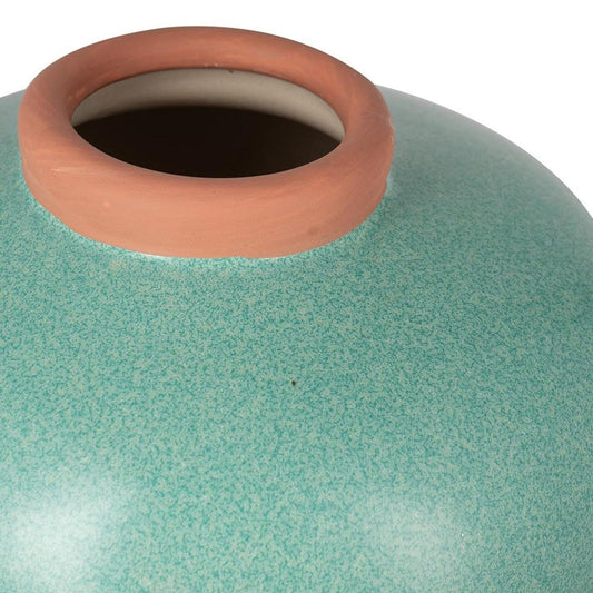 8" Blue And Brown Mottled Ceramic Round Table Vase
