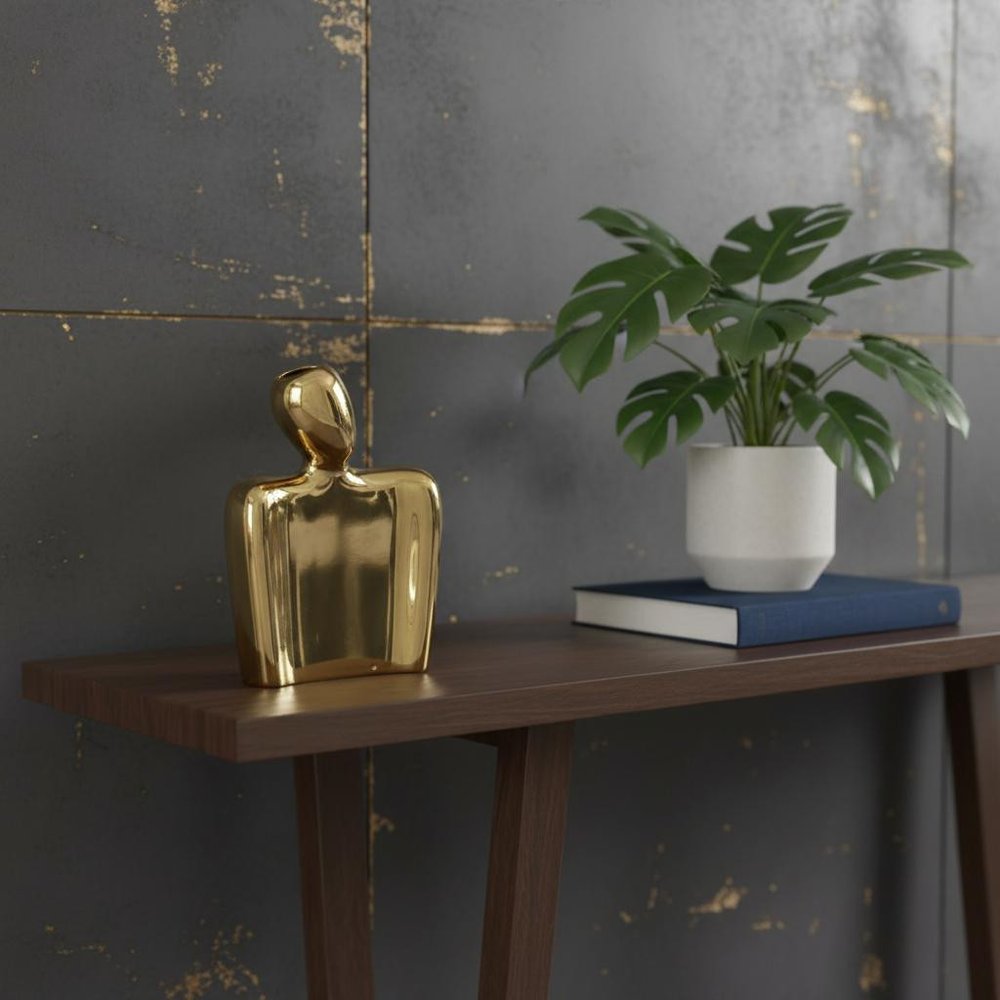 8" Gold Ceramic Table Vase