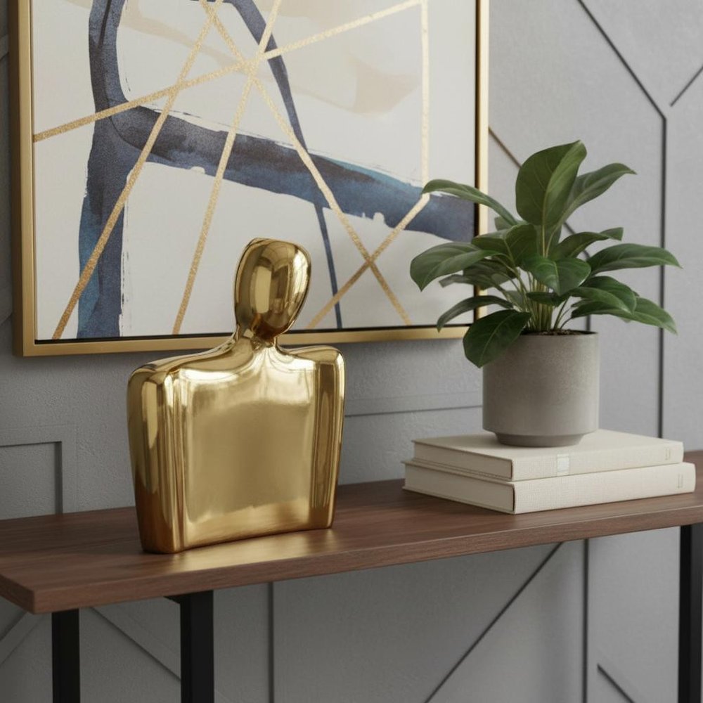 10" Gold Ceramic Table Vase