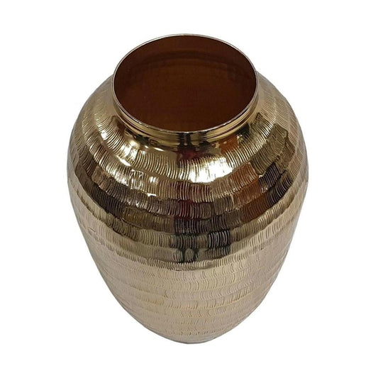 13" Gold Hammered Aluminum Urn Table Vase