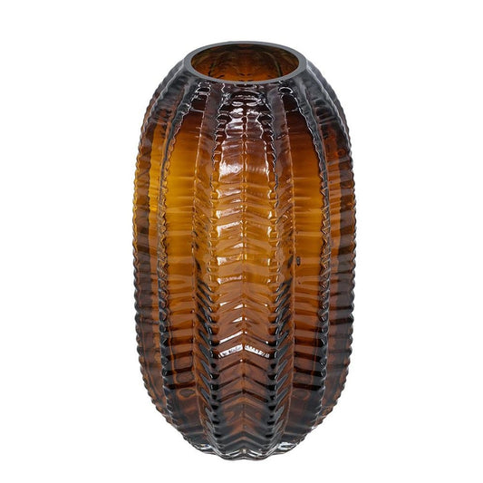 11" Burnt Umber Glass Textured Round Table Vase