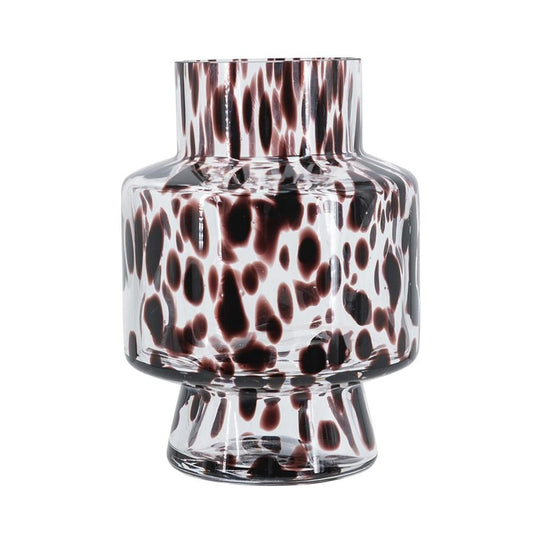8" Amber And Clear Abstract Glass Cylinder Table Vase