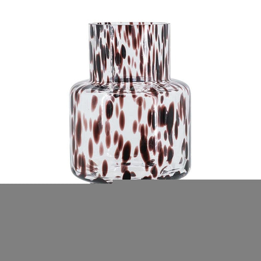 10" Amber And Clear Abstract Glass Cylinder Table Vase