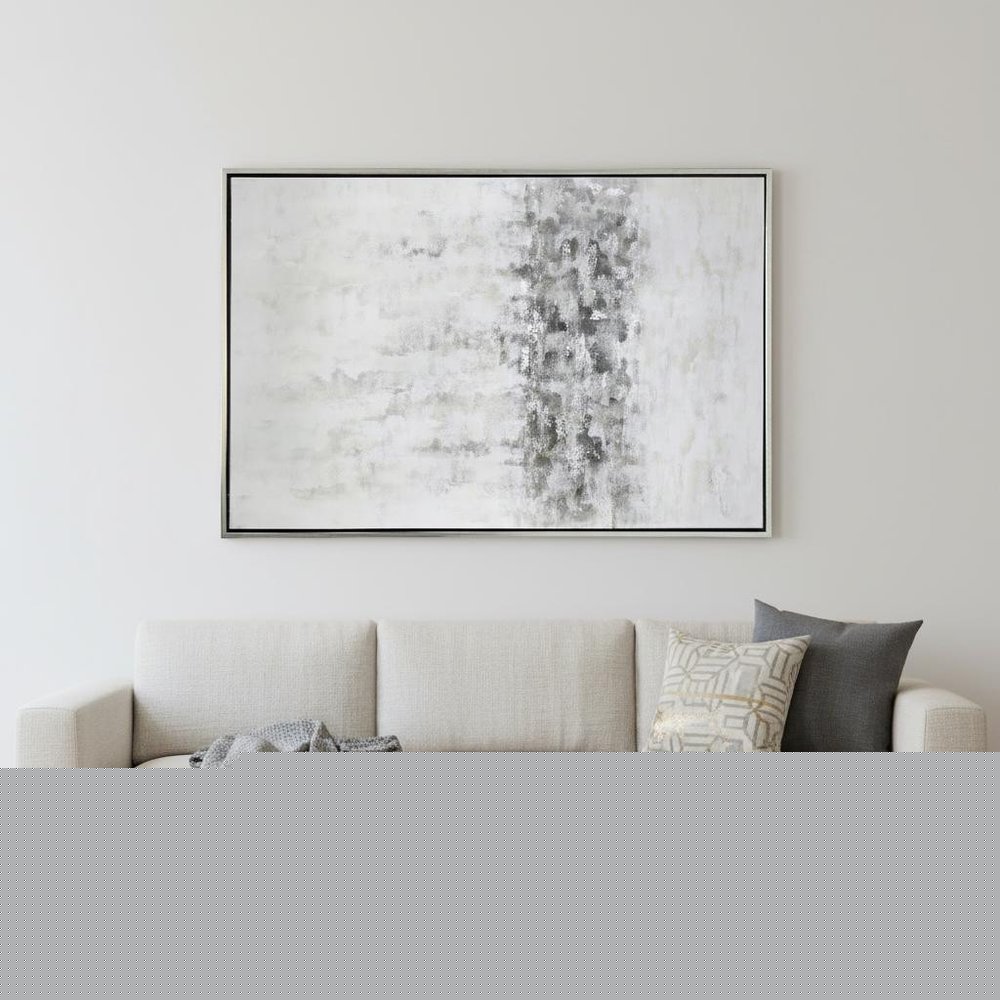 Winter Storm Hand Painted Silver Floater Frame Wall Art