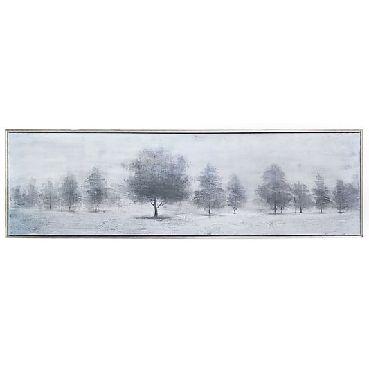 Trees at Dusk Hand Painted Silver Floater Frame Wall Art