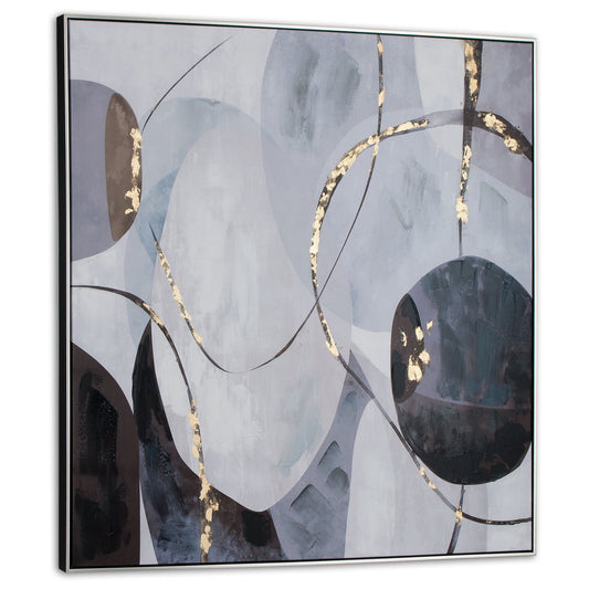 Graphite Hand Painted Black Floater Frame Wall Art