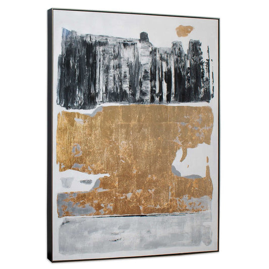 Allurement Hand Painted Black Floater Frame Wall Art