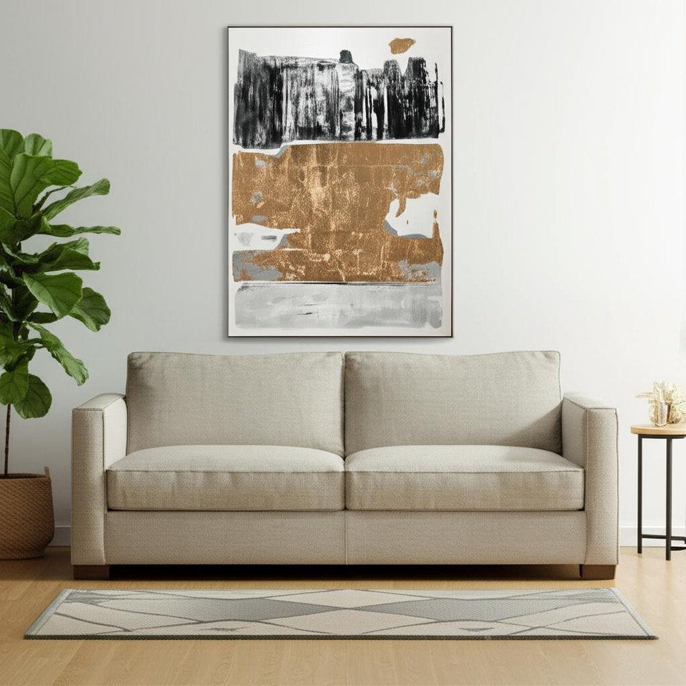 Allurement Hand Painted Black Floater Frame Wall Art