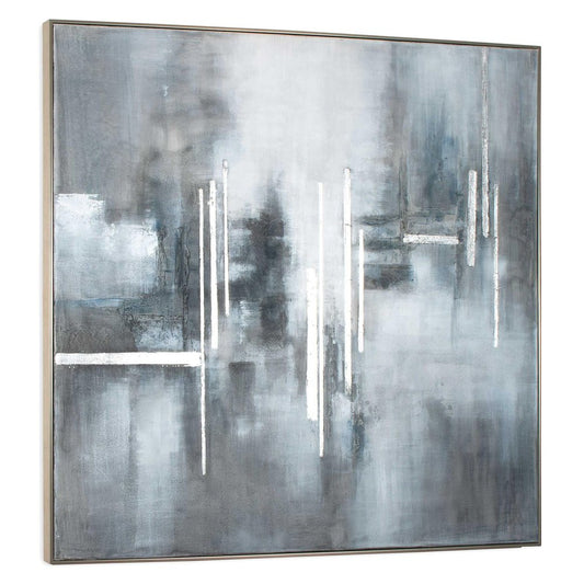 Royal Skies Hand Painted Silver Floater Frame Wall Art