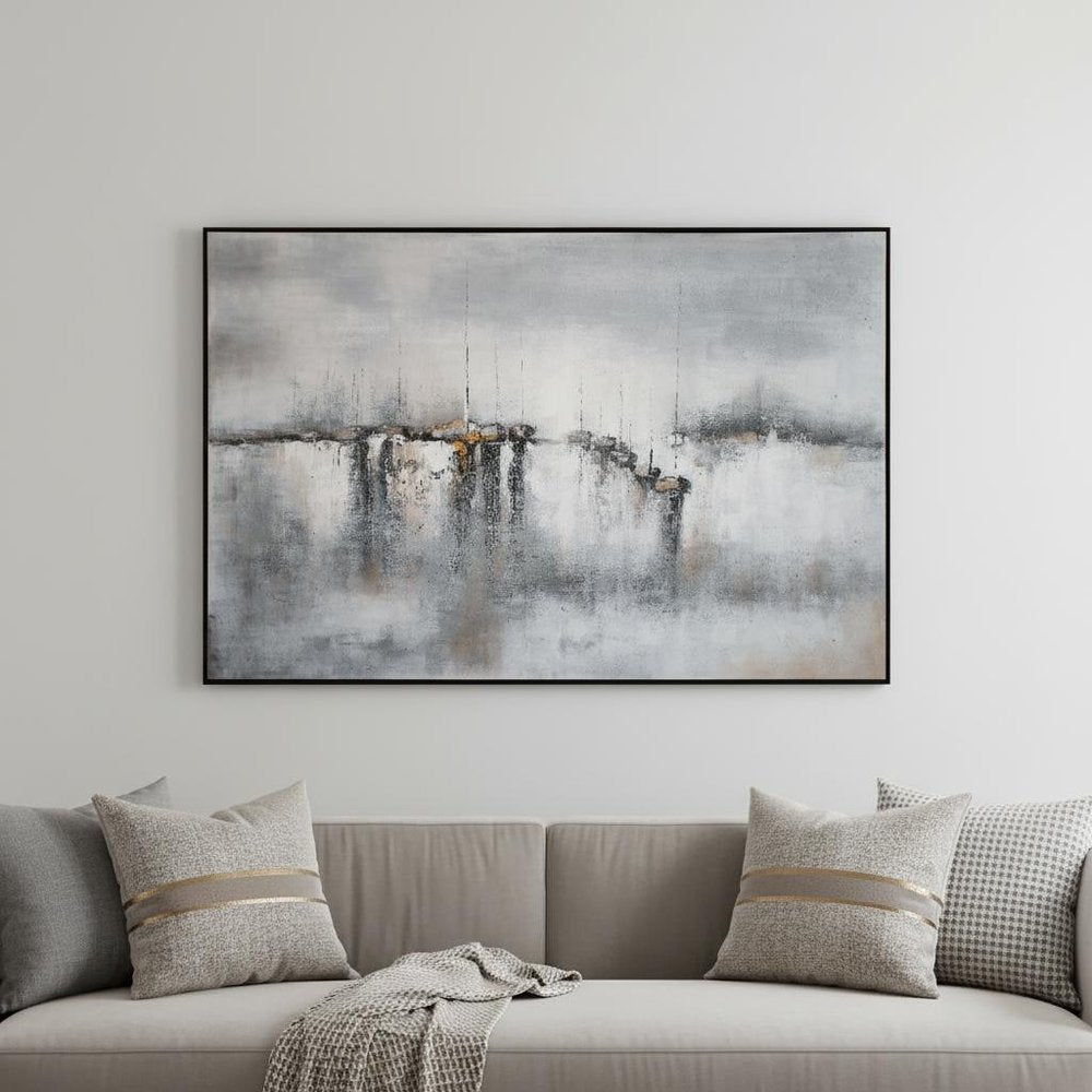Hushed Breeze Hand Painted Black Floater Frame Wall Art
