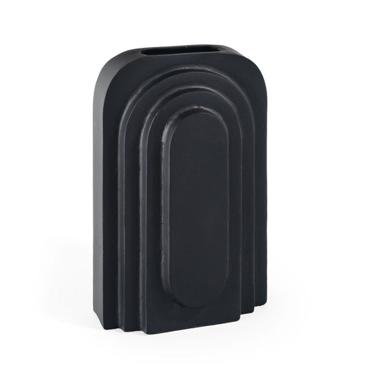 12" Black Geometric Aluminum Table Vase