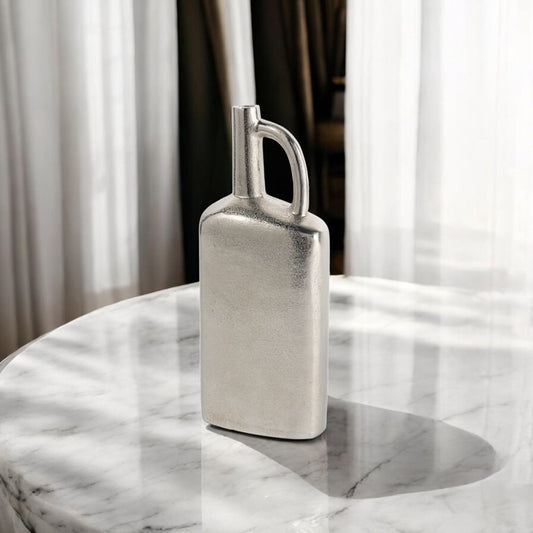 14" Silver Aluminum Jug Table Vase