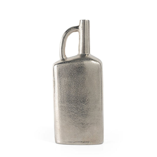 14" Silver Aluminum Jug Table Vase