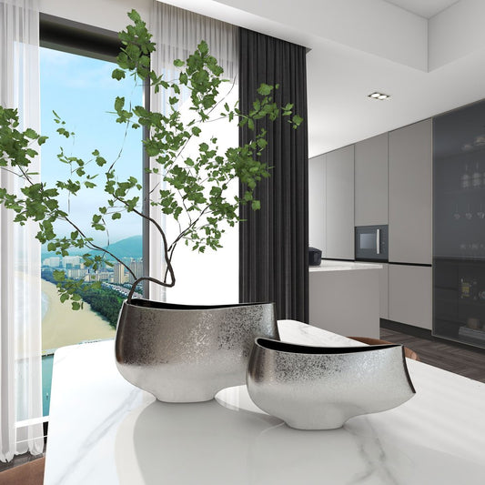 10" Nickel Aluminum Table Vase