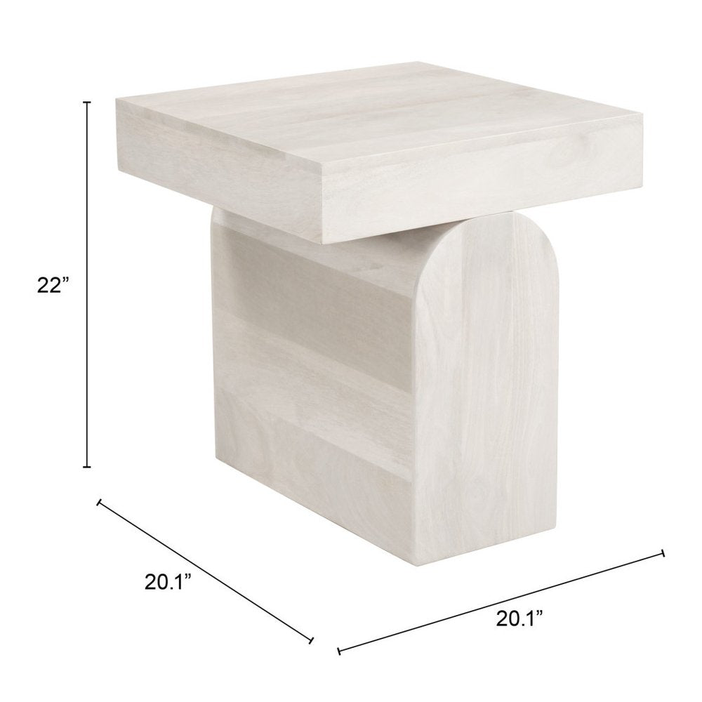 22" Natural Solid Wood Square Pedestal End Table