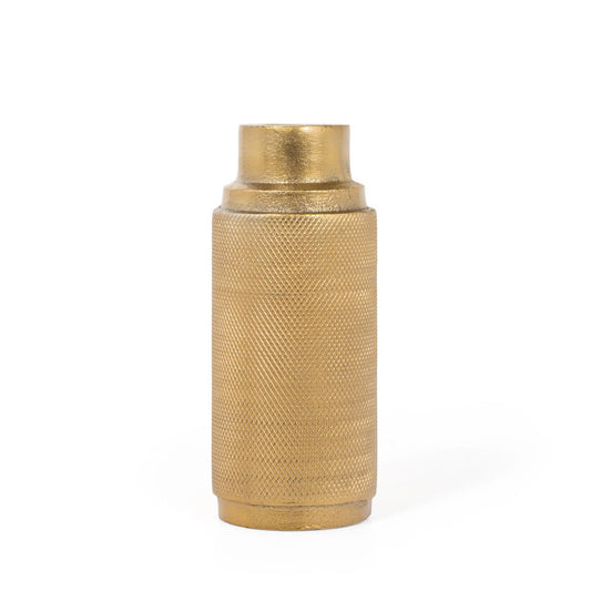 5" Gold Distressed Aluminum Tabletop Taper Candle Holder