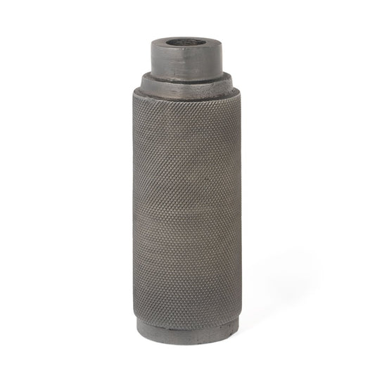 7" Gray Distressed Aluminum Geometric Tabletop Taper Candle Holder